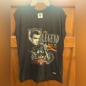 Vintage Black Harley Davidson James Dean Sleeveless Muscle Shirt XL 1990